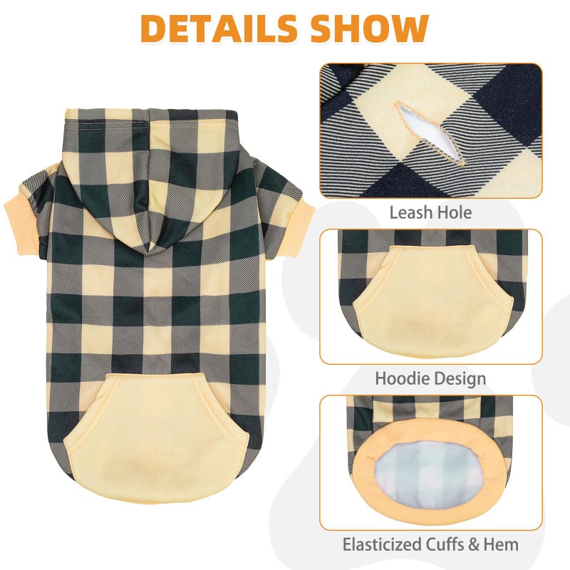 KOOLTAIL Plaid Dog Hoodie Pet Clothes Sweater with Hat and Pocket for Small Medium Large Size Dogs, Soft Winter Warm Dog Cold Weather Coat, Fleece Fall Dog Hooded Sweatshirt for Puppy Cats, Blue S - Image 3